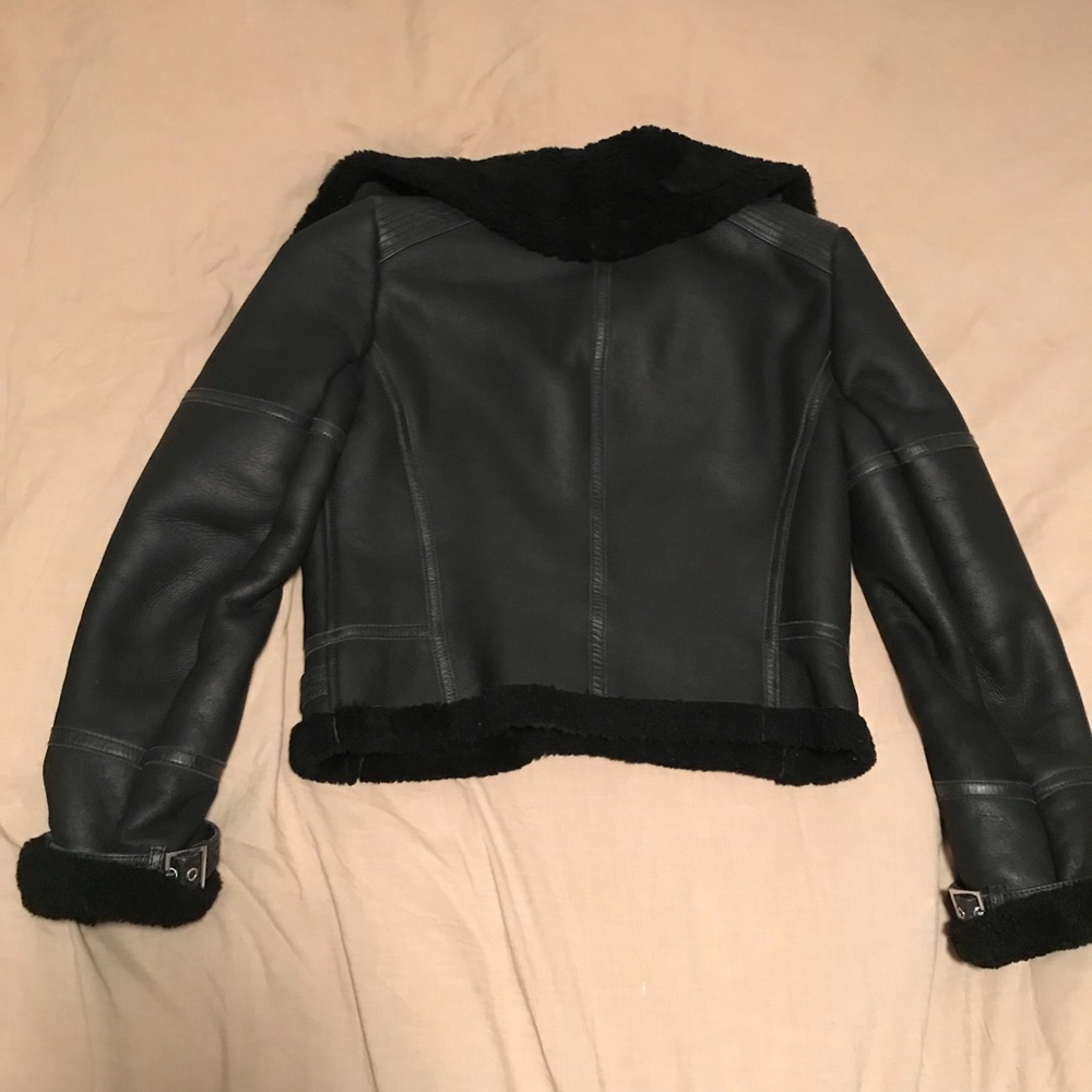 Karen Millen real shearling aviator jacket, EUC! - Picture 5 of 6